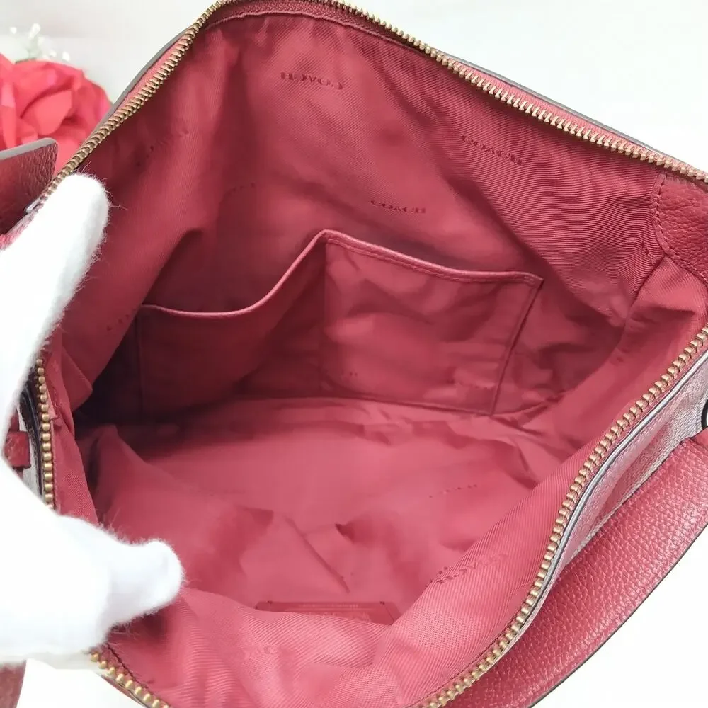 Coach Chelsea Red Leather Zipper Crossbody Shoulder Bag - Picture 11 of 16